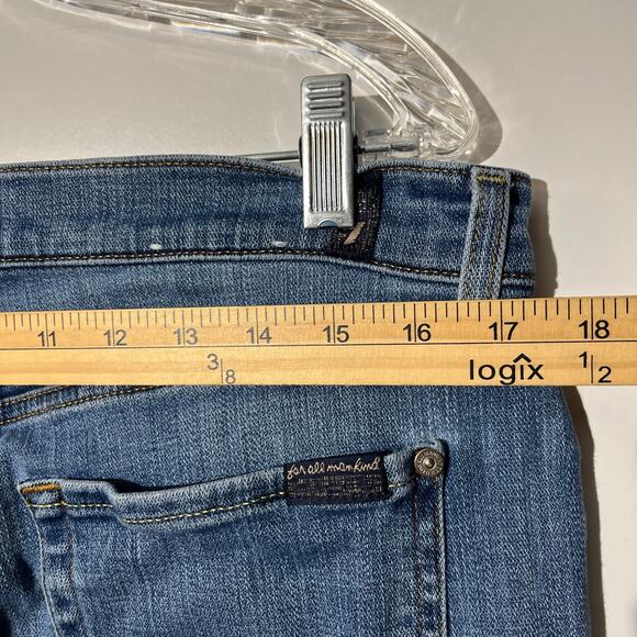 7 For All Mankind Josefina Slim Fit Distressed Blue Denim Jeans Women’s Size 16 - Picture 6 of 8